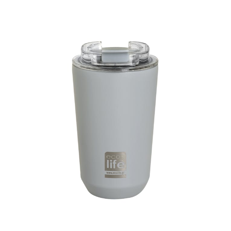 Ποτήρι Θερμός για καφέ Ανοιχτό Γκρι 360ml Pure Grey Coffee Thermos 0.36lt 33-BO-4119 Lifegreen