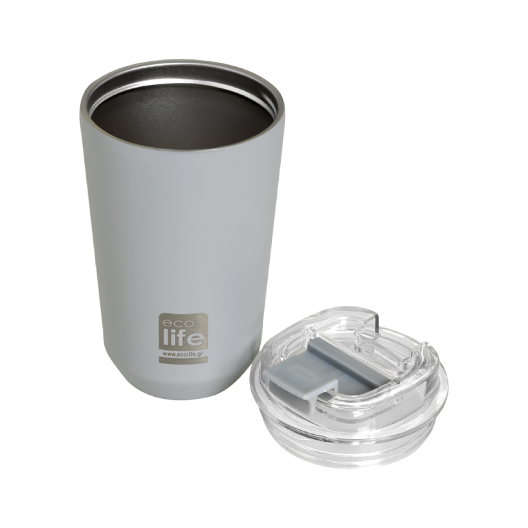 ECOLIFE - Ποτήρι Θερμός για καφέ Ανοιχτό Γκρι 360ml Pure Grey Coffee Thermos 0.36lt 33-BO-4119 Lifegreen