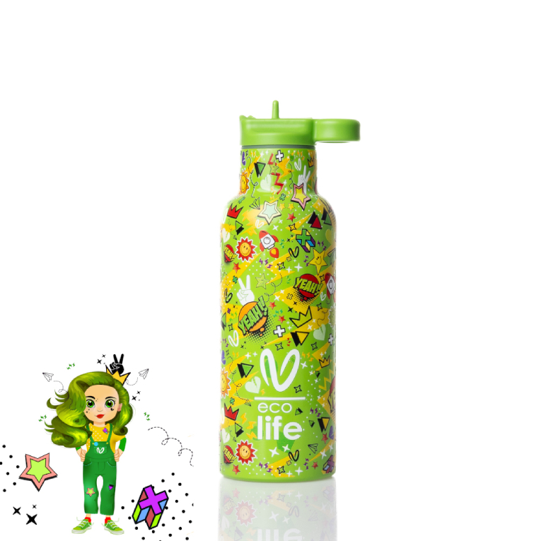 ECOLIFE - Lifegreen Μεταλλικό Μπουκάλι Thermos VASILIKI - BOROLA  Χρώμα Πράσινο  33-BO-2320