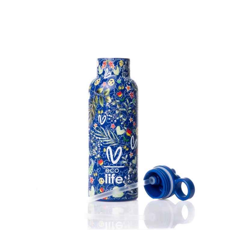 ECOLIFE - Lifegreen Μεταλλικό Μπουκάλι Thermos VASILIKI - BLUE Χρώμα Μπλε  33-BO-2324