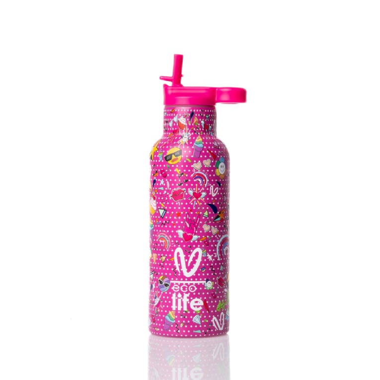 ECOLIFE - Lifegreen Μεταλλικό Μπουκάλι Thermos VASILIKI - RAINBOW Χρώμα Φούξια  33-BO-2325