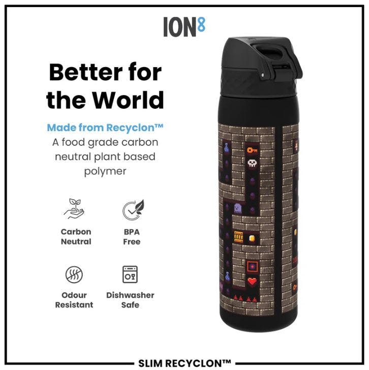 ION8 - Ion8 Leak Proof Slim Sports Water Bottle GAMES Black Μαυρο Παγούρι 500ml  I8RF500PKGAME