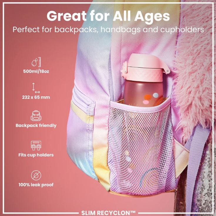 ION8 - Ion8 Leak Proof Slim Sports Water Bottle Rainbow Ουράνιο Τόξο Ροζ Παγούρι 500ml  I8RF500PPRAINB2