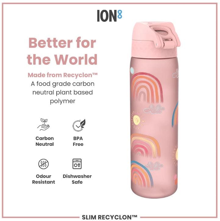 ION8 - Ion8 Leak Proof Slim Sports Water Bottle Rainbow Ουράνιο Τόξο Ροζ Παγούρι 500ml  I8RF500PPRAINB2