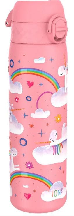 Ion8 Leak Proof Slim Sports Water Bottle Unicorn Μονοκεροι Παγούρι Ροζ 600ml  I8SS600ppunirain