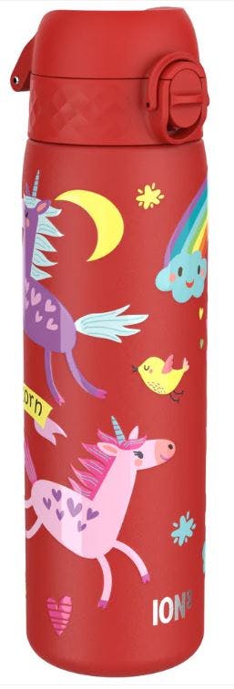 Ion8 Leak Proof Slim Sports Water Bottle Unicorn Μονοκεροι Παγούρι Κοκκινο 600ml  I8SS600prunic