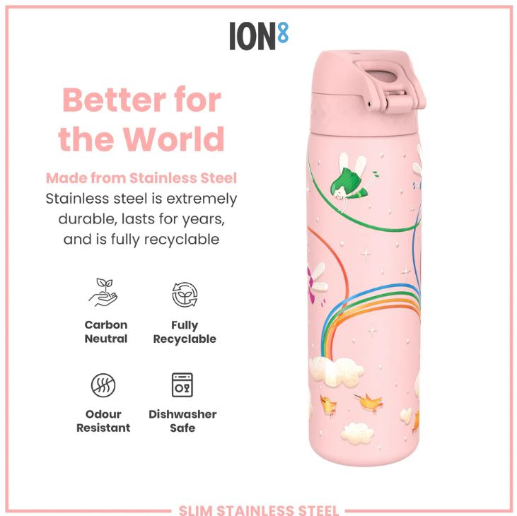 ION8 - Ion8 Leak Proof Slim Sports Water Bottle Πριγκίπισσες Princess Παγούρι Ροζ 600ml  I8SS600ppfairy