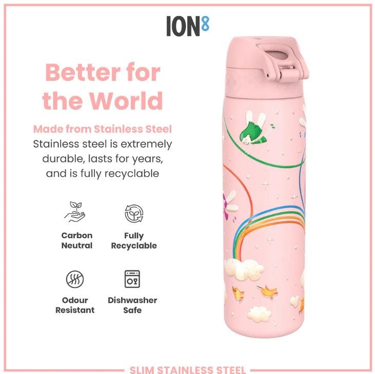 ION8 - Ion8 Leak Proof Slim Sports Water Bottle Πριγκίπισσες Princess Παγούρι Ροζ 600ml  I8SS600ppfairy