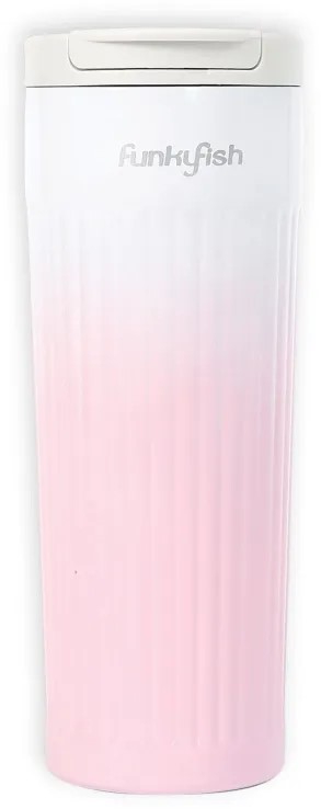 FunkyFish Drinking Cup Gradient Pink Παγούρι-Ποτήρι απο Ανοξείδωτο Ατσάλι Λευκό-Ροζ 500ml 300-30152