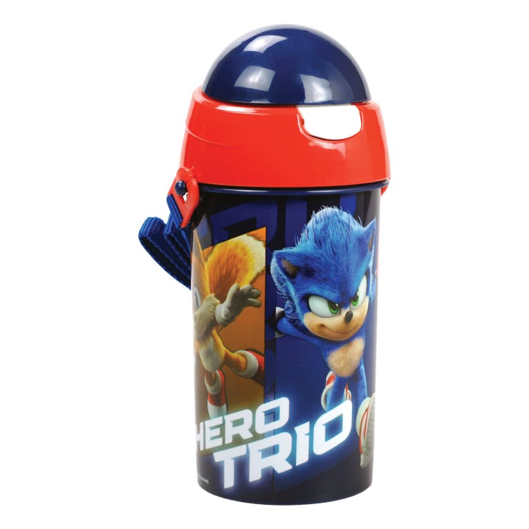 Gim Πλαστικό Παγούρι FD SONIC 3 THE HEDGEHOG με καλαμάκι και κορδόνι 500ml BPA FREE 572-54209