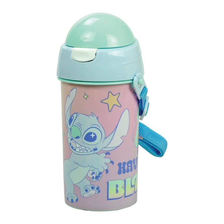 GIM - Gim Πλαστικό Παγούρι FD STITCH με καλαμάκι και κορδόνι  500ml  BPA FREE  552-04209