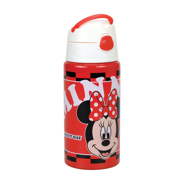 Gim Παγούρι Αλουμινίου Flip MINNIE 500ml με καλαμάκι, κουμπί ανοίγματός και λαβή 553-05248