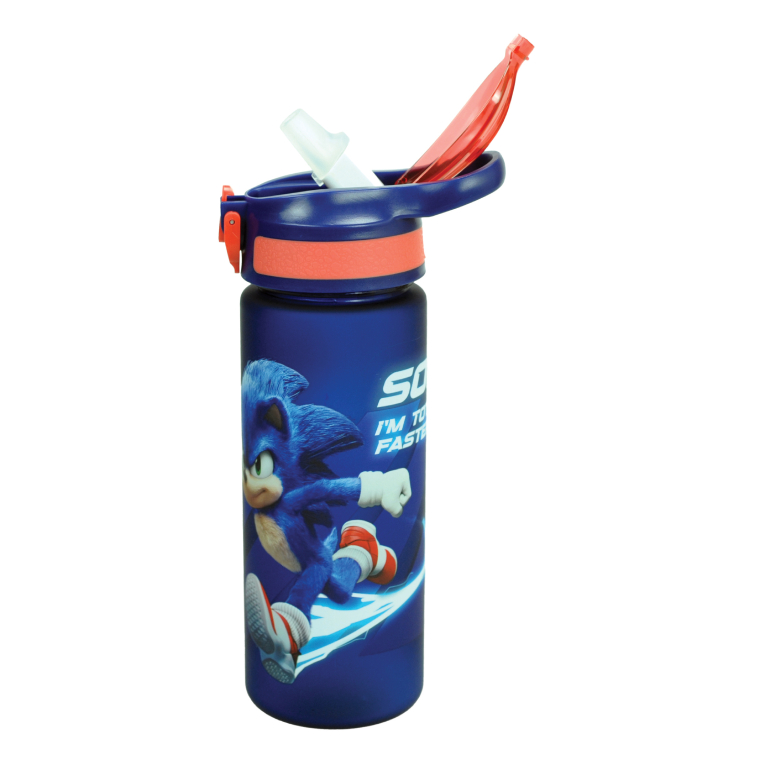 GIM - Gim Παγούρι SONIC 3 THE HEDGEHOG 600ml με καλαμάκι, κουμπί ανοίγματός και λαβή  572-54217