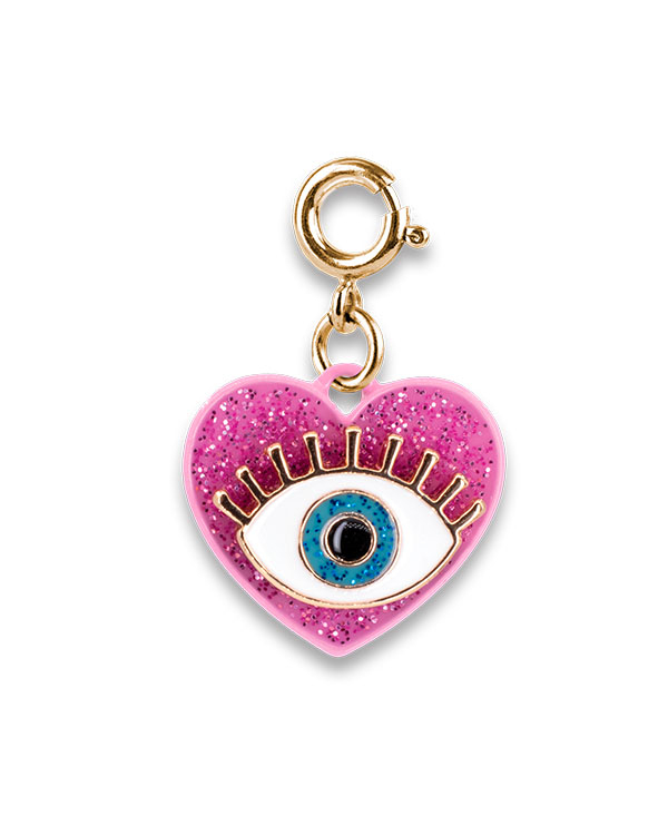! Gold Glitter Lucky Eye Charm - Διακοσμητικό Γουράκι Γκλίτερ Καρδιά με μάτι   CT02-29