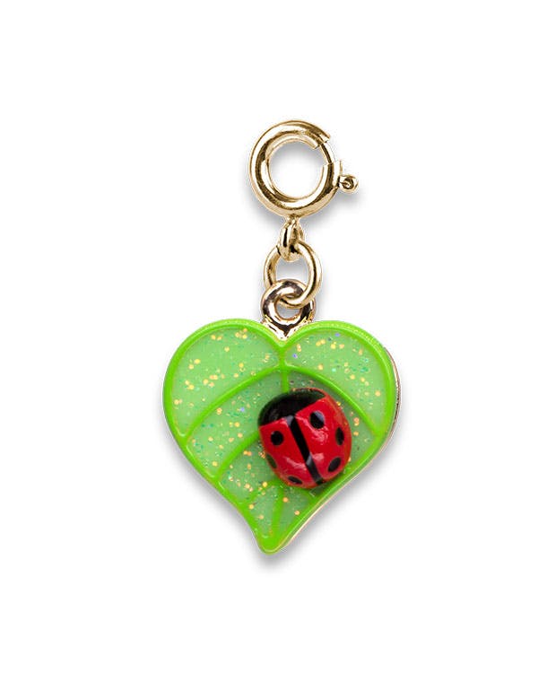 ! Gold Glitter Little Ladybug Charm - Διακοσμητικό Γουράκι Φύλλο με πασχαλίτσα CT02-32