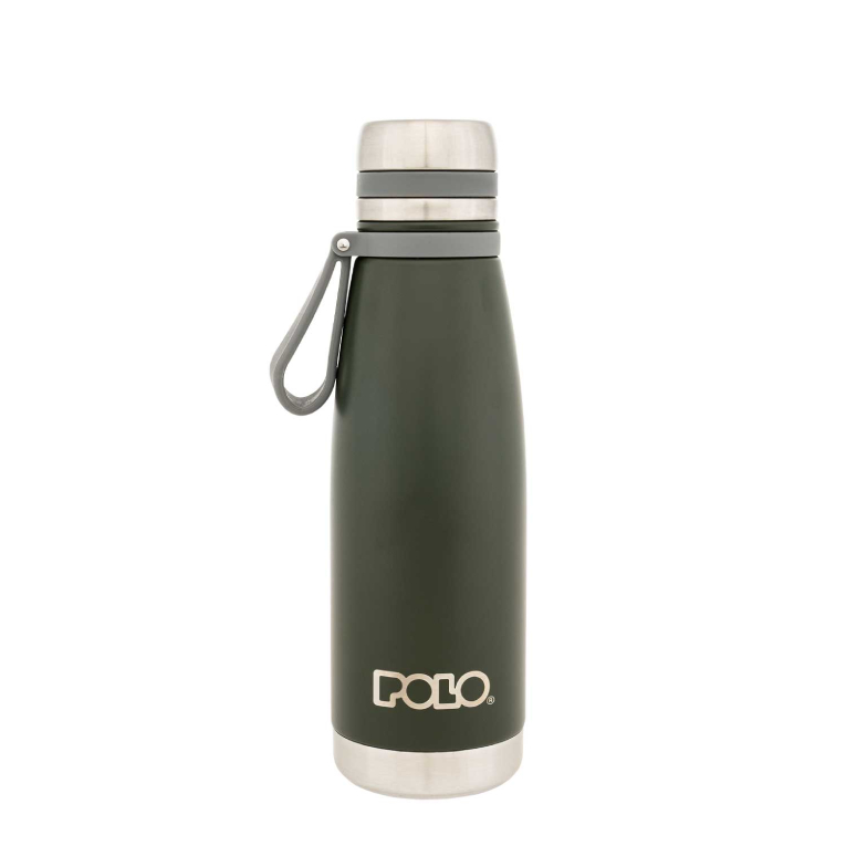 Polo Ανοιξείδωτο Μπουκάλι Θερμός Thermos Inox 650ml χρώμα Χακί 9-49-009-6500