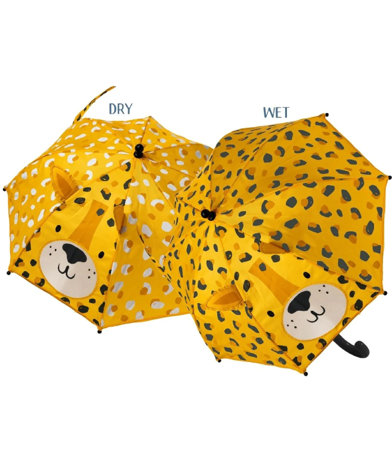 FLOSS & ROCK - Floss&Rock 3D Leopard Color Change Umbrella  Ομπρέλα που Αλλάζει Χρώμα στη Βροχή Λεοπάρδαλη Ηλικία 3+   45P6502