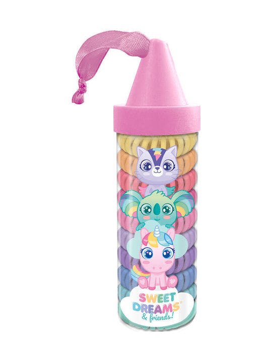Kids Hair Ties in Case SWEET DREAMS Πλαστικά Λαστιχάκια Μαλλιών Σετ 10τμχ σε διάφορα Χρώματα KL11629