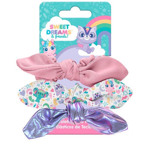 Kids Hair DREAMS elastic hair band 3 Scrunchie Φιόγκοι Μαλλιών KL11624