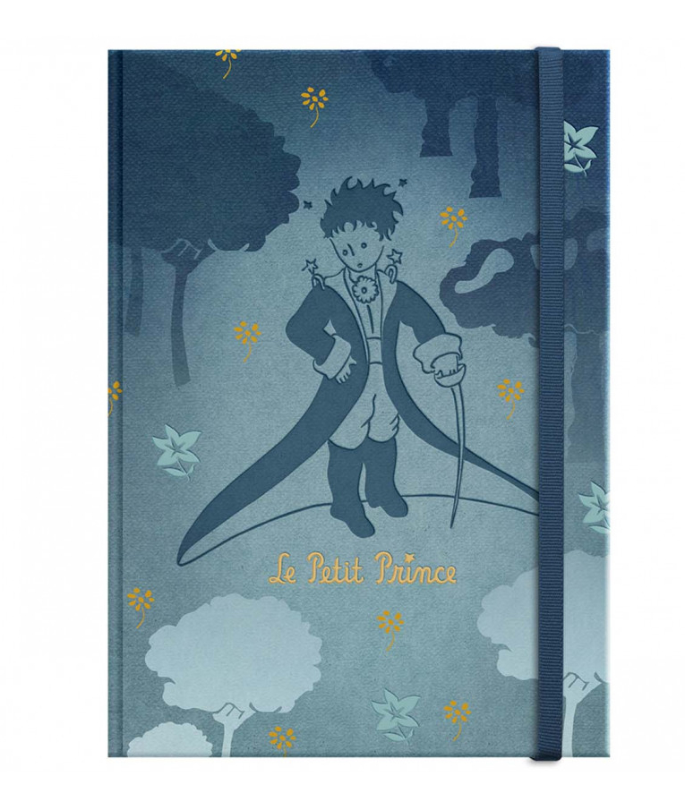 PREMIUM PAPER - Σημειωματάριο Μικρός Πρίγκηπας Le Petit Prince Μπλε Σκληρό Εξώφυλλο Με Λάστιχο 80 φύλλων 100γρ με κρεμ Σελίδες  12x17 LPP-17-07