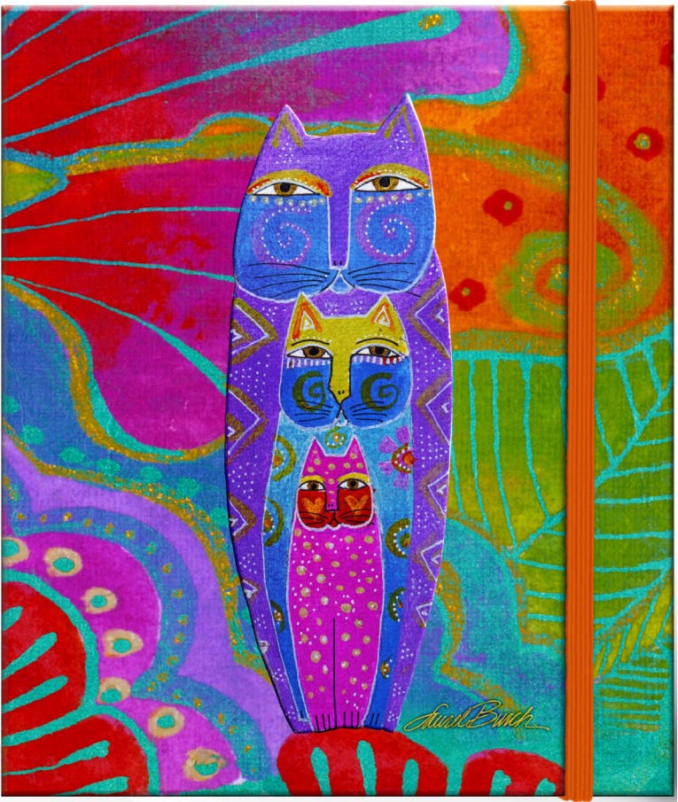 Σημειωματάριο Σκληρόδετο Laurel Burch Colorful Cats | 17x21 εκ. Με λάστιχο 80 φύλλων κρεμ 100γρ LBCF-23-2