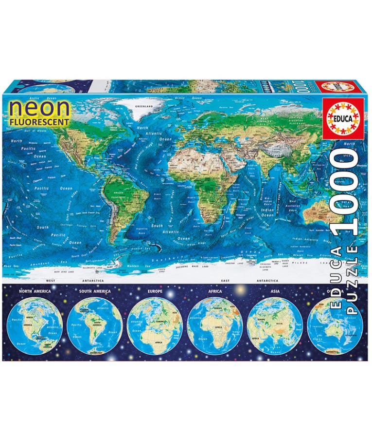 Puzzle Παζλ World Map Neon Educa 1000τεμ 16760 48x68