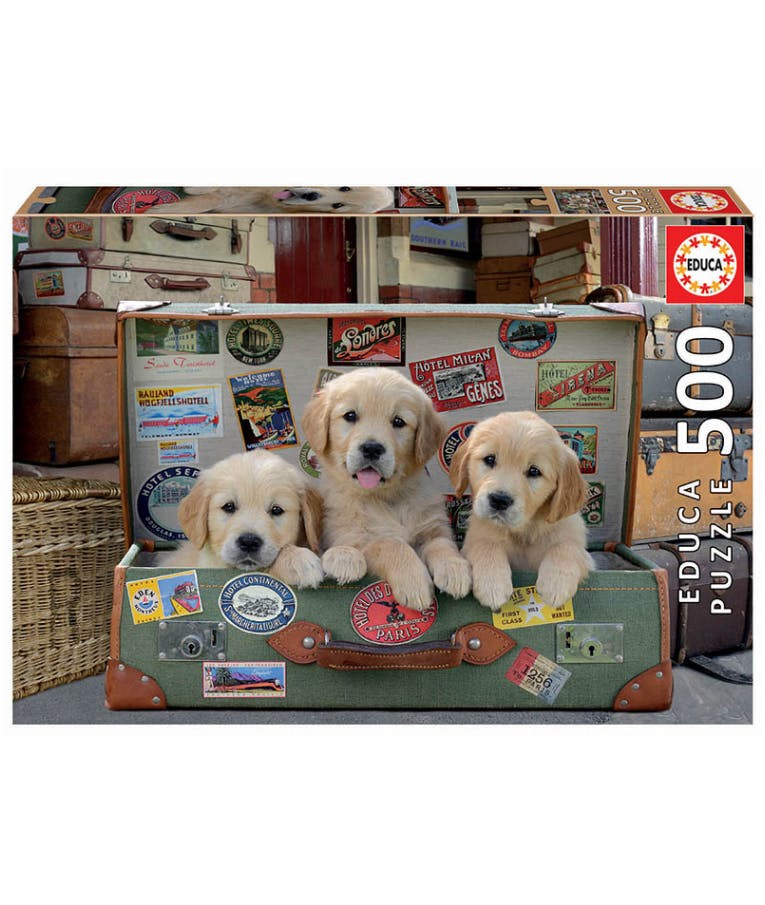 Puzzle Παζλ Puppies in the Luggage - Κουτάβια στην Βαλίτσα 500 τεμ 17645  48x34 cm Ηλικία 11+