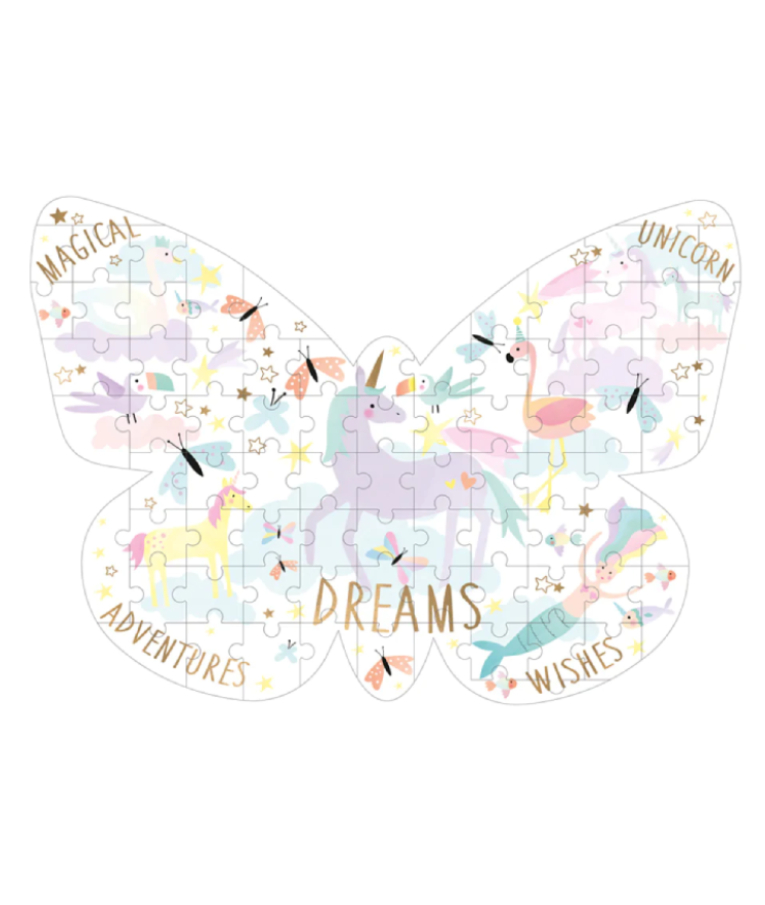 FLOSS & ROCK - Floss & Rock 80pcs Fantasy Puzzle Unicorn BUTTERFLY" SHAPED - Παζλ Μονόκεροι 80 τμχ Ηλικία 5+ 38P3436