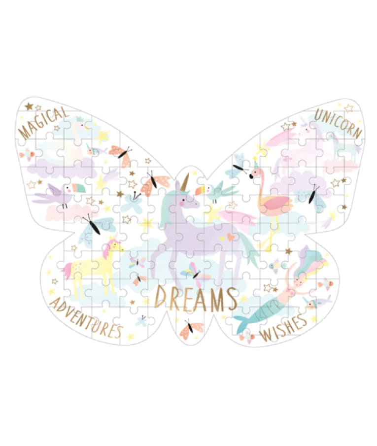 FLOSS & ROCK - Floss & Rock 80pcs Fantasy Puzzle Unicorn BUTTERFLY" SHAPED - Παζλ Μονόκεροι 80 τμχ Ηλικία 5+ 38P3436