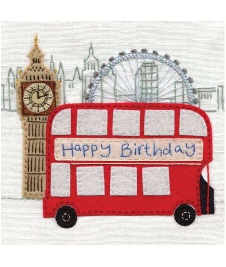 Ευχετήρια κάρτα Γενεθλίων Happy Birthday Gorgeous London Bus 16x16 G45 