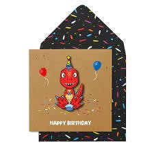 Ευχετήρια κάρτα Γενεθλίων HAVE A DINOSAUR BIRTHDAY ΚΟΚΚΙΝΟΣ ΔΕΙΝΟΣΑΥΡΟΣ 13x14  LM011