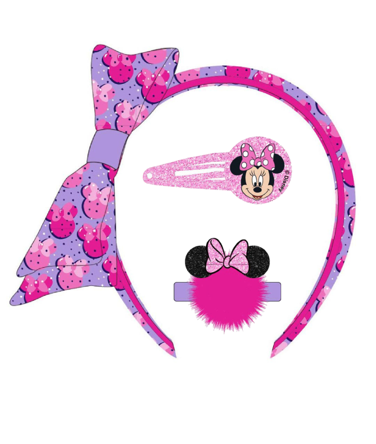 Διακάκης Minnie Παιδική Στέκα Μαλλιών με Φιόγκο σε Ροζ Χρώμα 3τμχ Diakakis