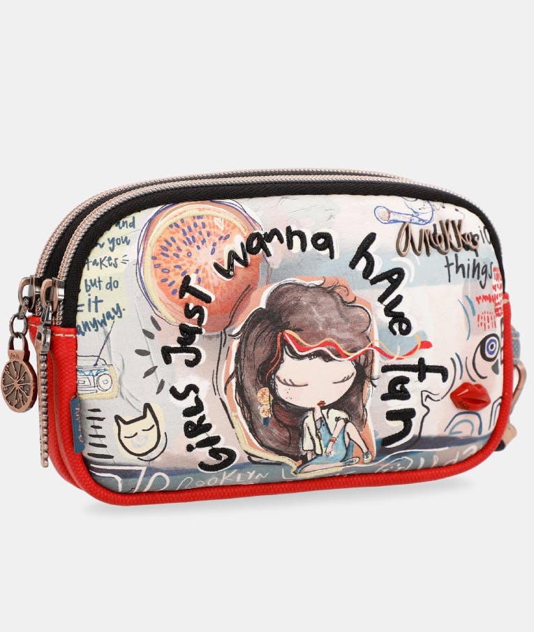 Anekke Fun & Music Double Compartment Tote Bag Μικρό Νεσεσέρ 2 Θέσεων-Πορτοφόλι-Θήκη Κινητου Διάσταση 18x12x3 34807-378