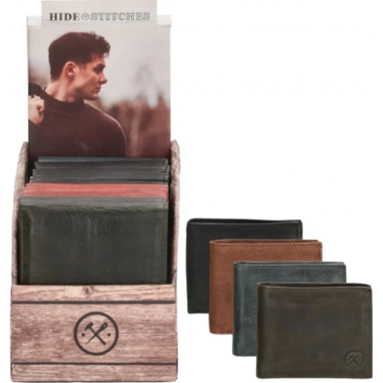 POLO - Πορτοφόλι Αντρικό WALLET HIDE AND STITCHES Rfid Protected, Real Leather Διάφορα Χρώματα  18765-999