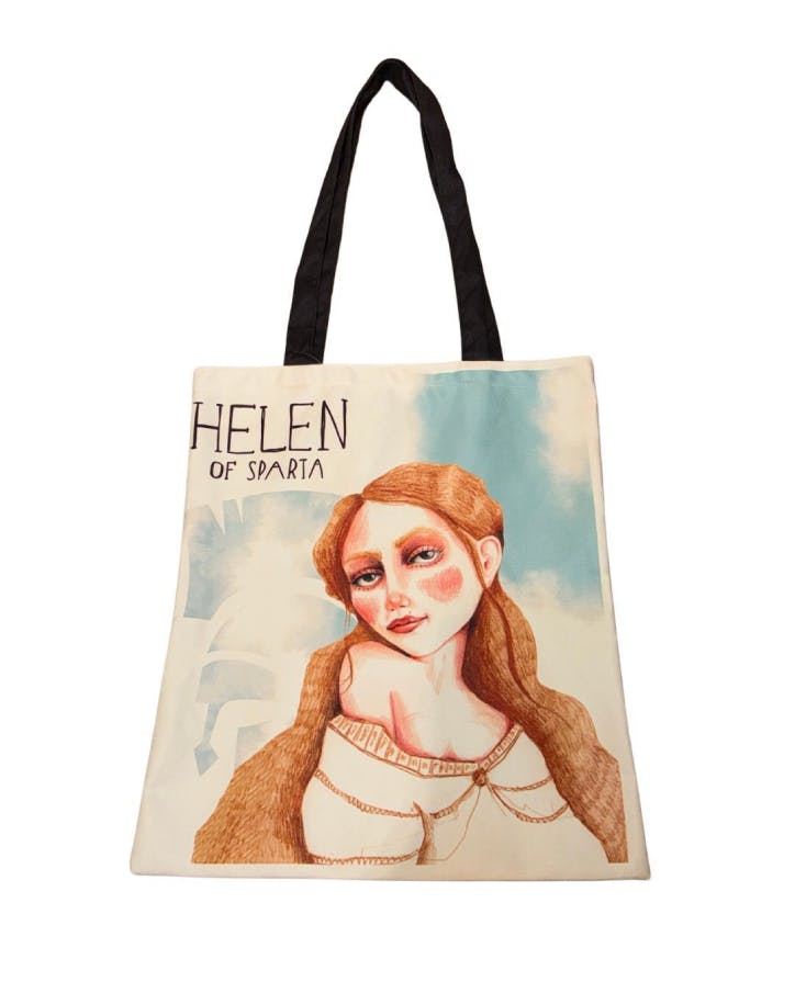 Tote Bag Υφασμάτινη Τσάντα Σουετ Hellen the Sparta 38x42 Great Women of Greek Mythology