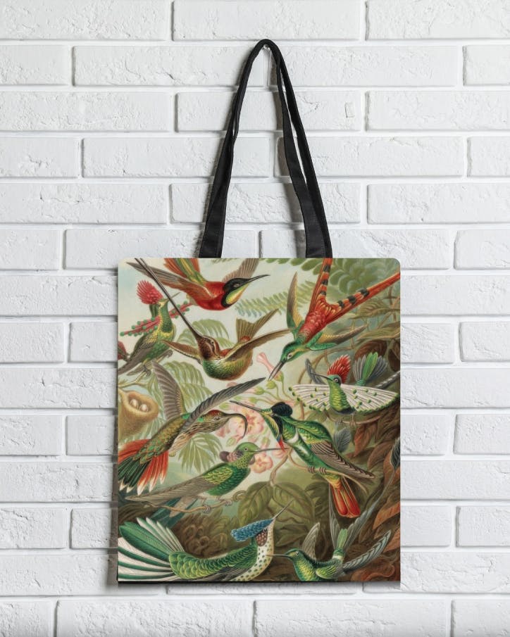  Tote Bag Υφασμάτινη Τσάντα Σουετ Με Φερμουάρ Εξωτικά Πουλιά (BR)