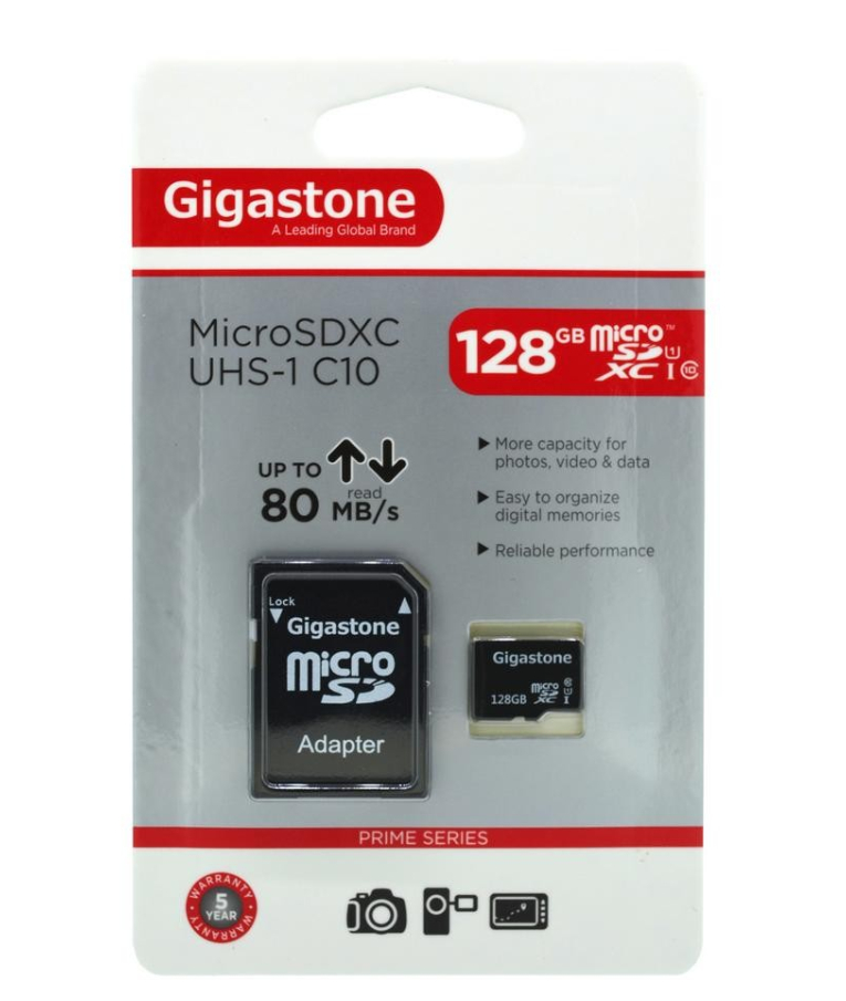 GIGASTONE - Κάρτα Μνήμης Gigastone MicroSDXC UHS-1 128GB C10 Professional Series με SD Αντάπτορα up to 80 MB/s*