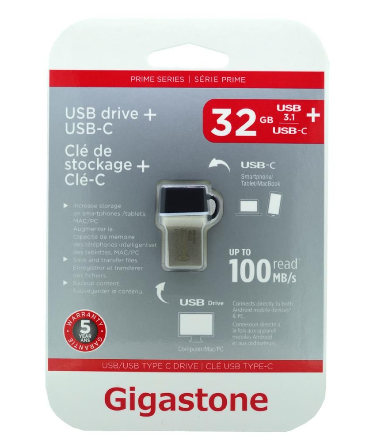 GIGASTONE - Gigastone Prime Series USB 3.0 Flash Drive και Type-C 32GB OTG για Smartphones & Tablet UC-5400B με Refurbished Framing 5 Years