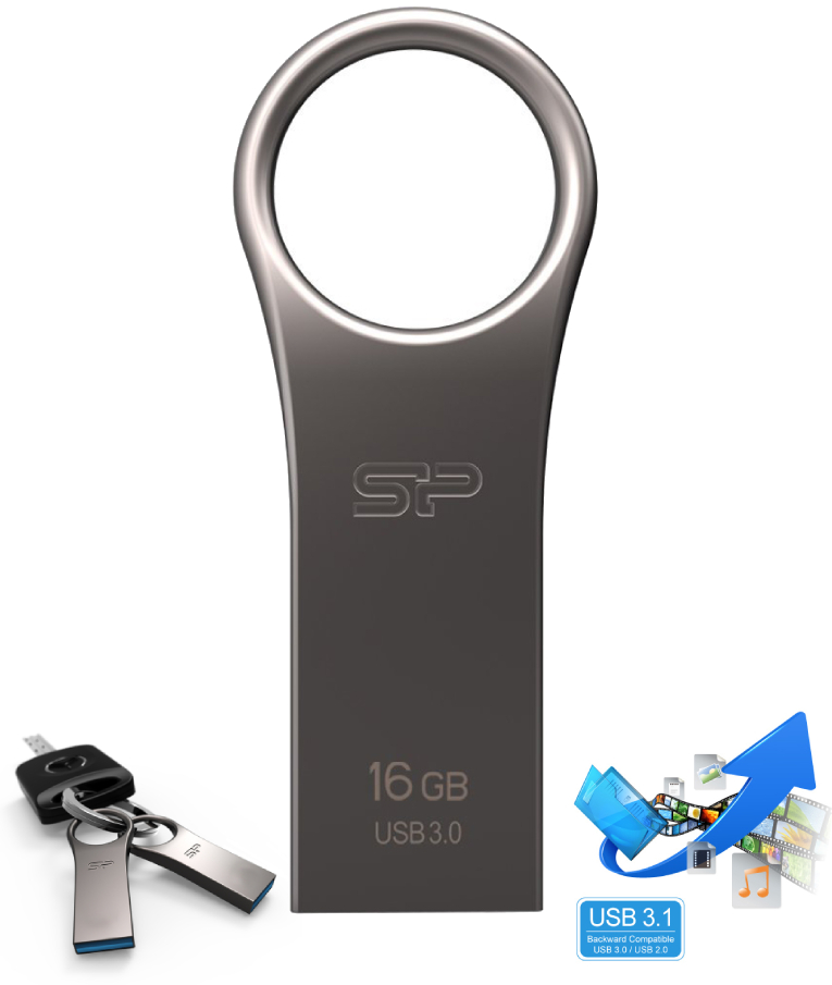  POWER USB Flash Drive Jewel 80, 16GB, USB 3.2 Gen 1, Titanium