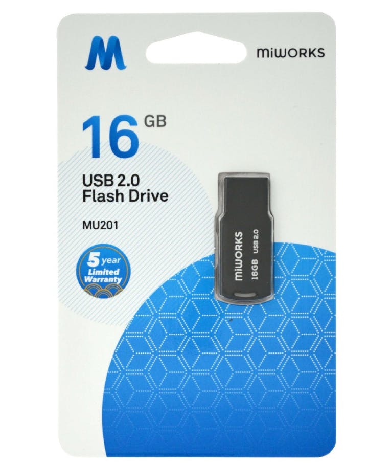 Flash Drive Mini MiWorks MU201 16GB USB 2.0 Μαύρο