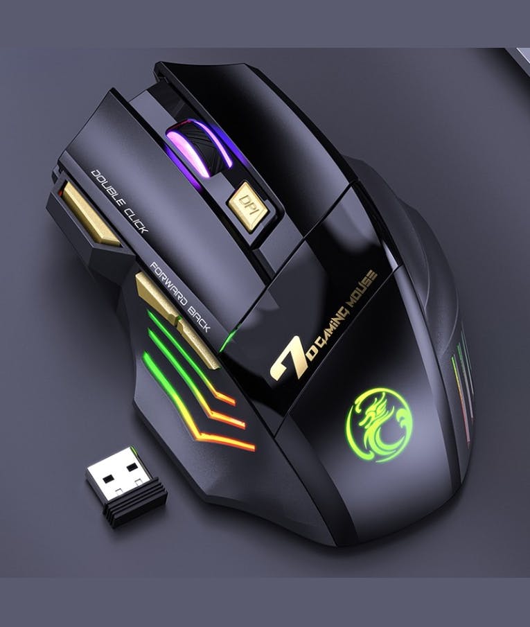 IMice Εργονομικό Ασύρματο Ποντίκι GW-X7 7 Buttons 2.4GHz Rechargeable RGB Wireless Gaming Mouse for Gamer PC Office Mice