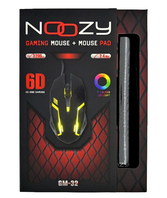 NOOZY - Ενσύρματο Ποντίκι Gaming Noozy GM-32 6D με 6 Πλήκτρα, 3200 DPI και Mousepad