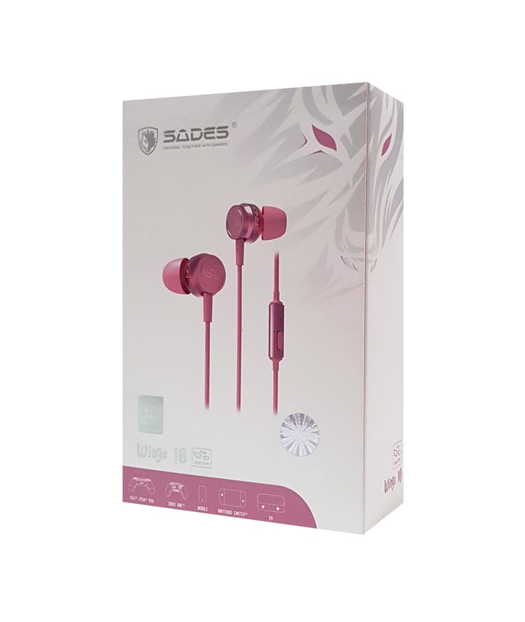 SADES gaming earphones Wings 10, magnetic, 10mm, 3.5mm, ροζ
