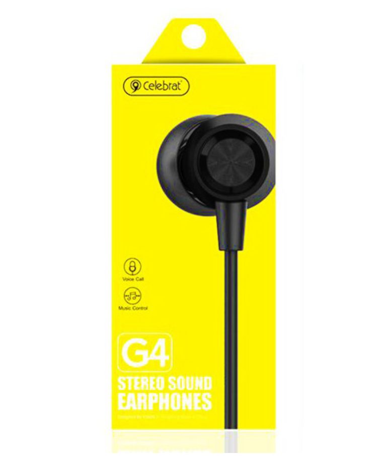 CELEBRAT -  Earphones G4 με μικρόφωνο, 10mm, 1.2m, μαύρο
