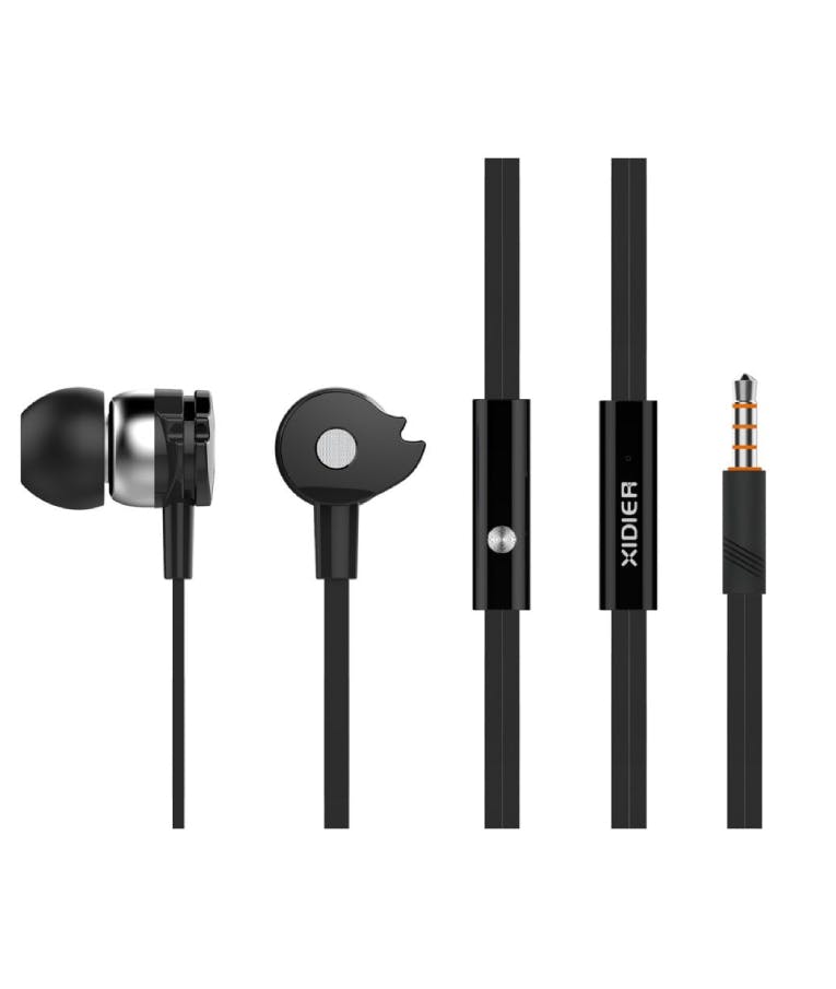 CELEBRAT Earphones με μικρόφωνο D1, 10mm, 3,5mm, 1.2m flat, μαύρα