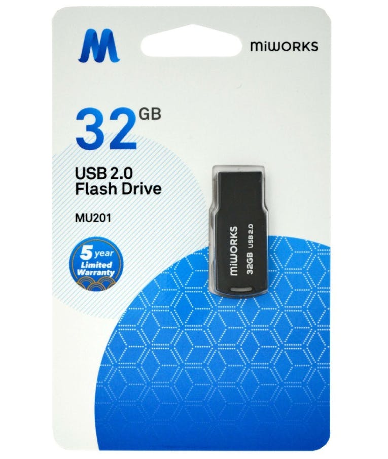 Flash Drive Mini MiWorks MU201 32GB USB 2.0 Μαύρο