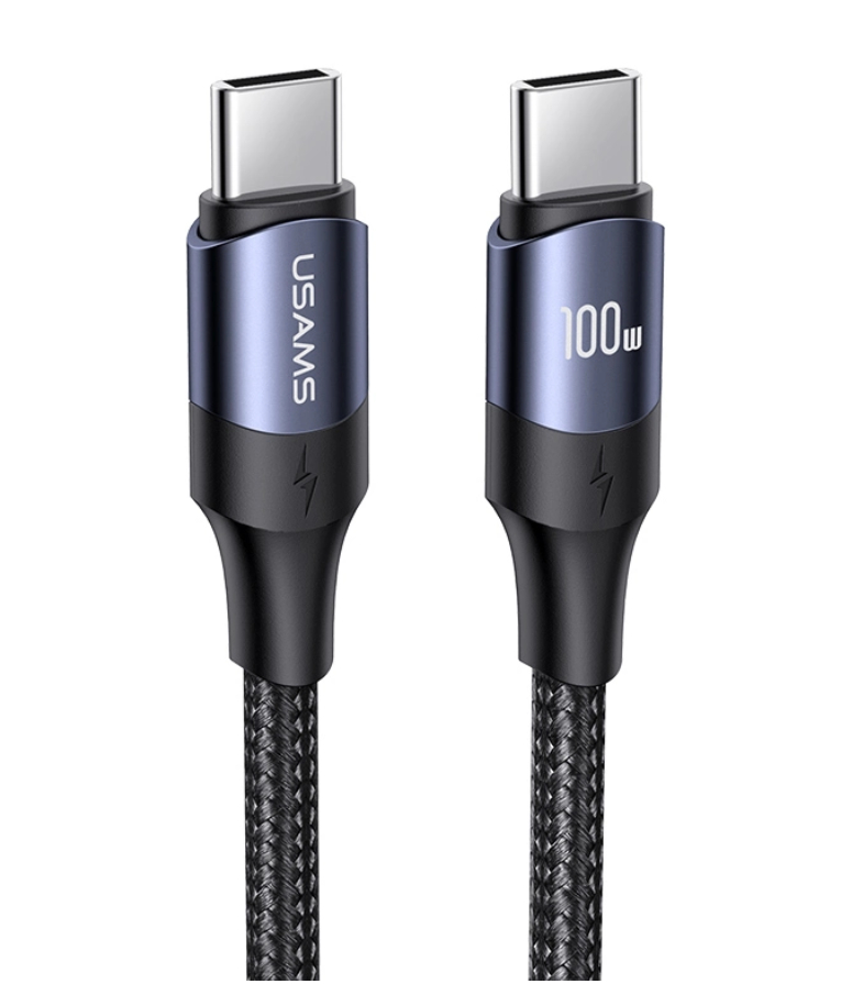 USAMS - Καλώδιο με velcro U71 TYPE C to TYPE C  καλώδιο USB-C US-SJ525, 100W/5A, PD, 2m, μαύρο