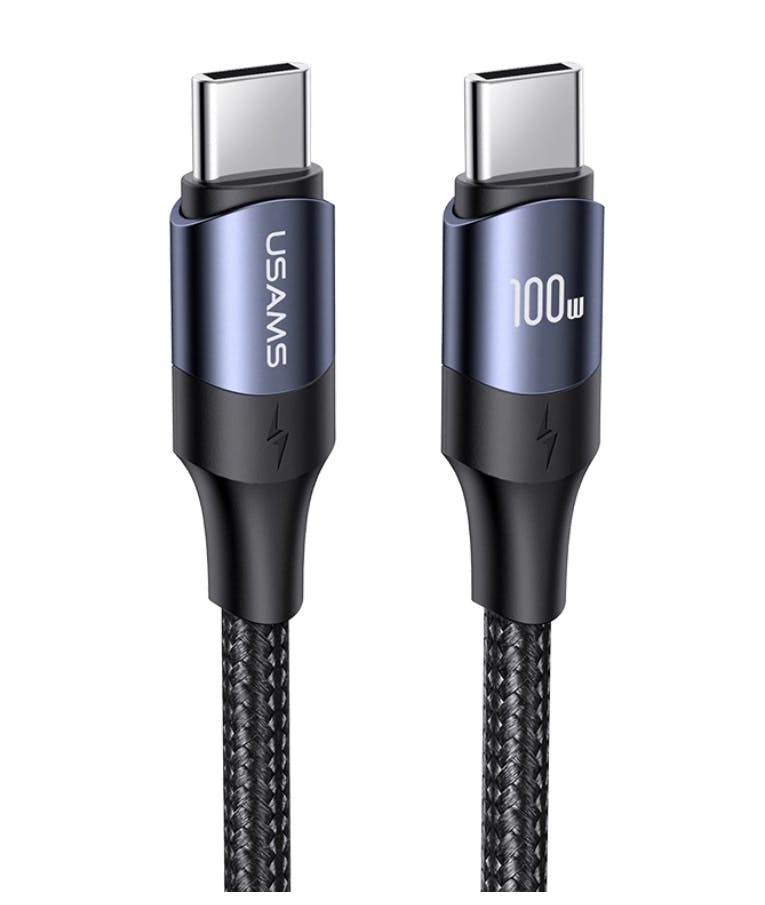 Καλώδιο με velcro U71 TYPE C to TYPE C  καλώδιο USB-C US-SJ525, 100W/5A, PD, 2m, μαύρο