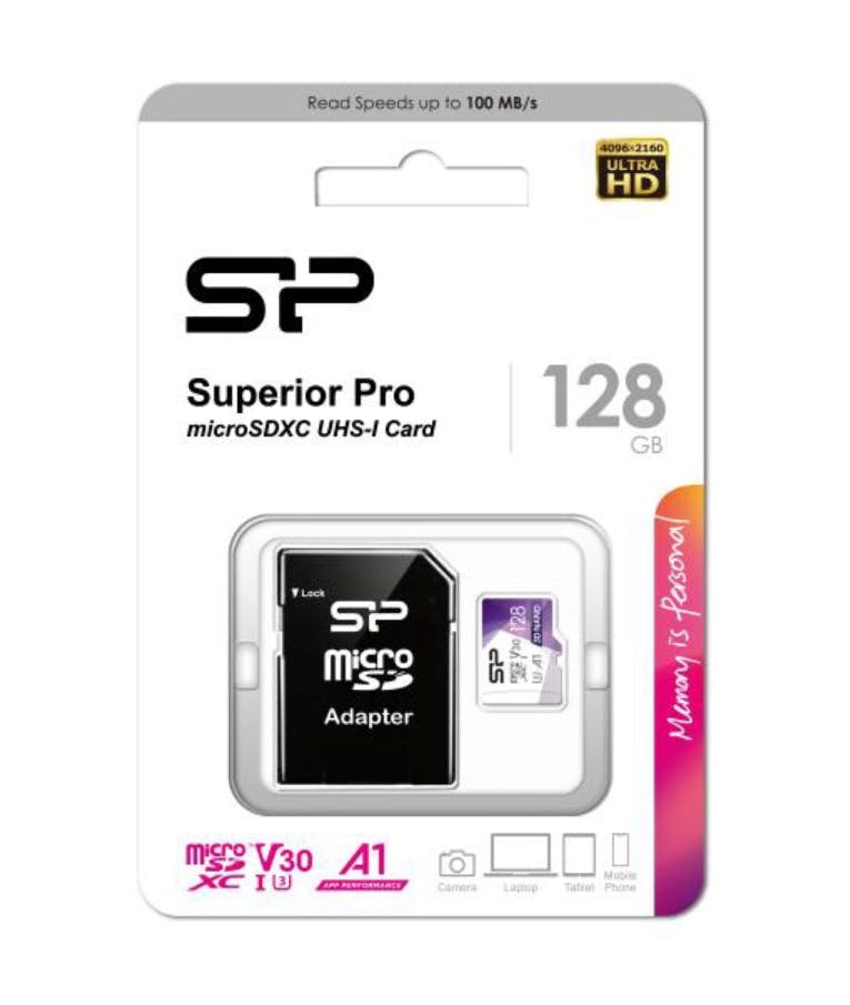 Kάρτα Mνήμης 128 GB  POWER Superior Pro microSDXC UHS-I, 128GB, Class 30 SP128GBSTXDU3V20AB