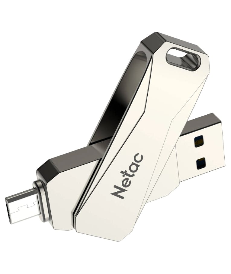 NETAC USB Flash Drive U381, 32GB, USB 3.0 & Micro USB, OTG, ασημί NT03U381B-032G-30PN